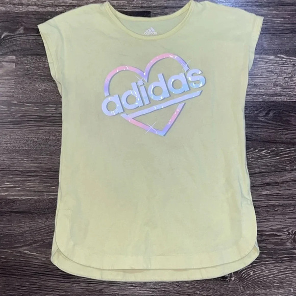 Adidas pale yellow short-sleeve top size large - Picture 1 of 5